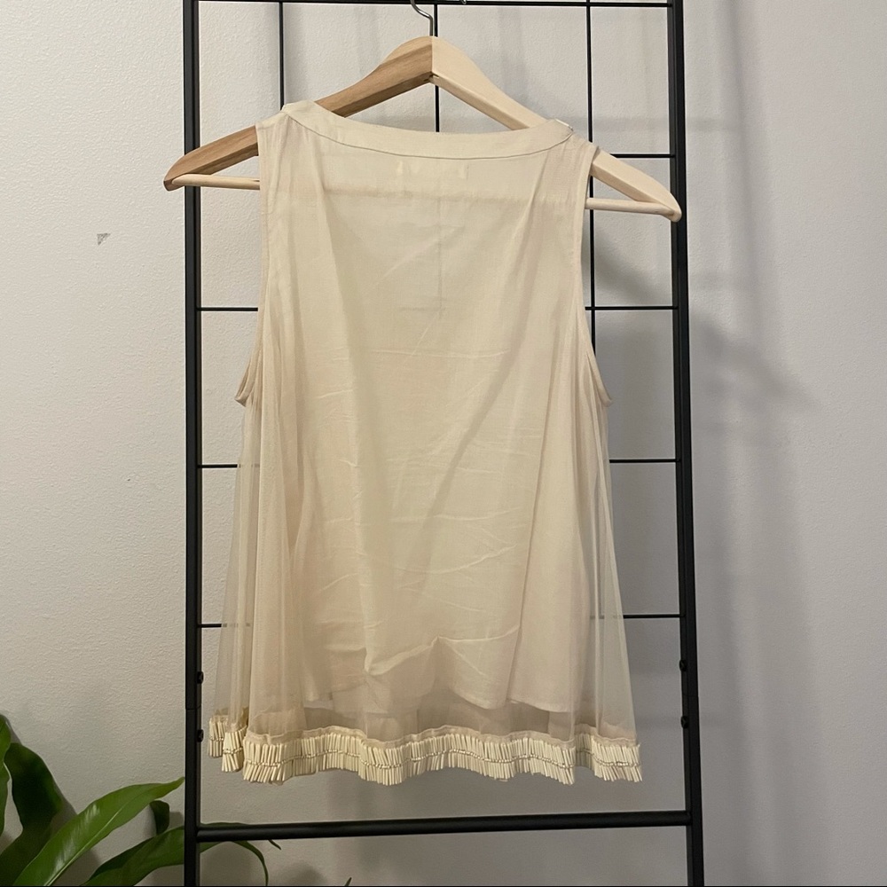 Mesh/Linen Beaded Top - Picture 7 of 7